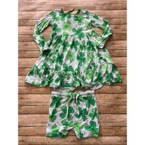 Bums & Roses Happy Go Lucky Clover Bamboo Dress with Shorts 4T